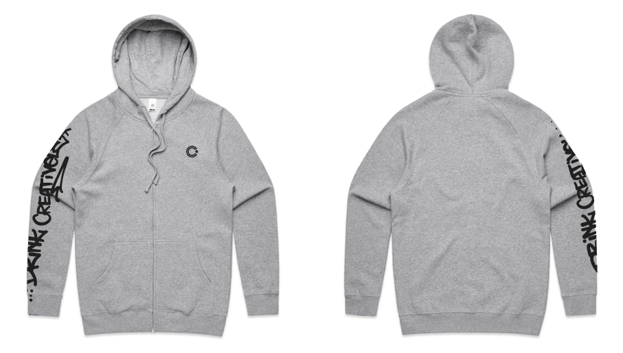 Drink Creatively | Grey Zipped Hoodie
