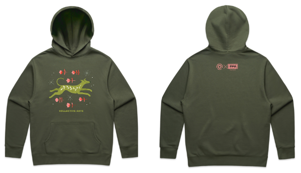 Floral Dog Art | Green Hoodie